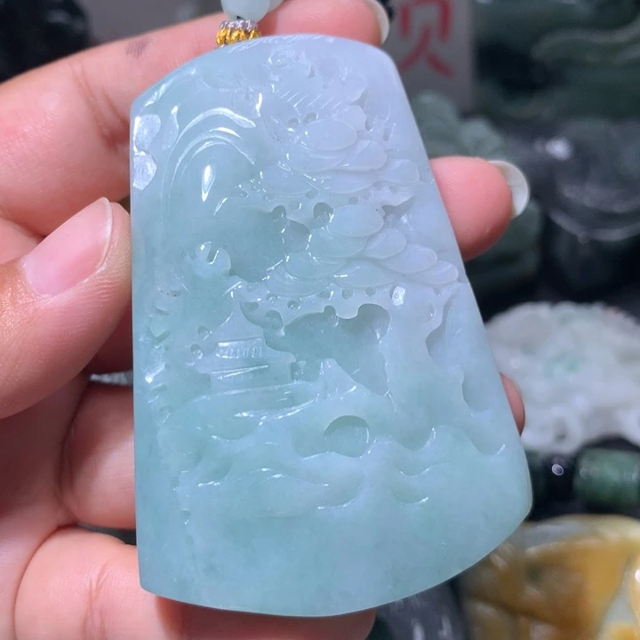 翡翠未镶嵌颈饰保真天然A货翡翠