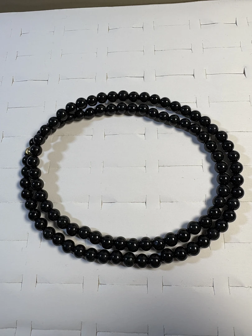 天然翡翠A货墨翠珠子项链7mm