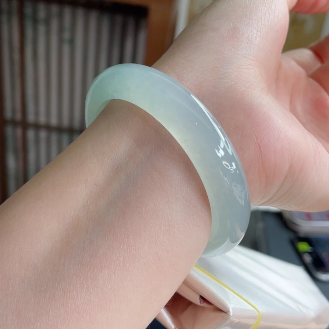 未镶嵌手镯翡翠52.1冰湖蓝 剔透感十足 对标大万品质39号