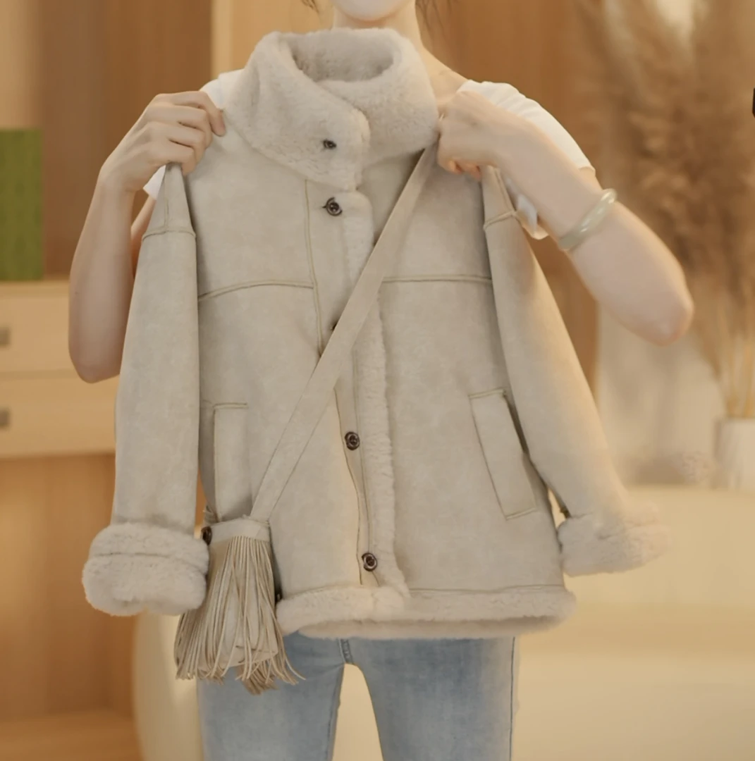 女童加绒外套冬季2025新款洋气儿童秋冬皮毛一体上衣大童洋气夹克