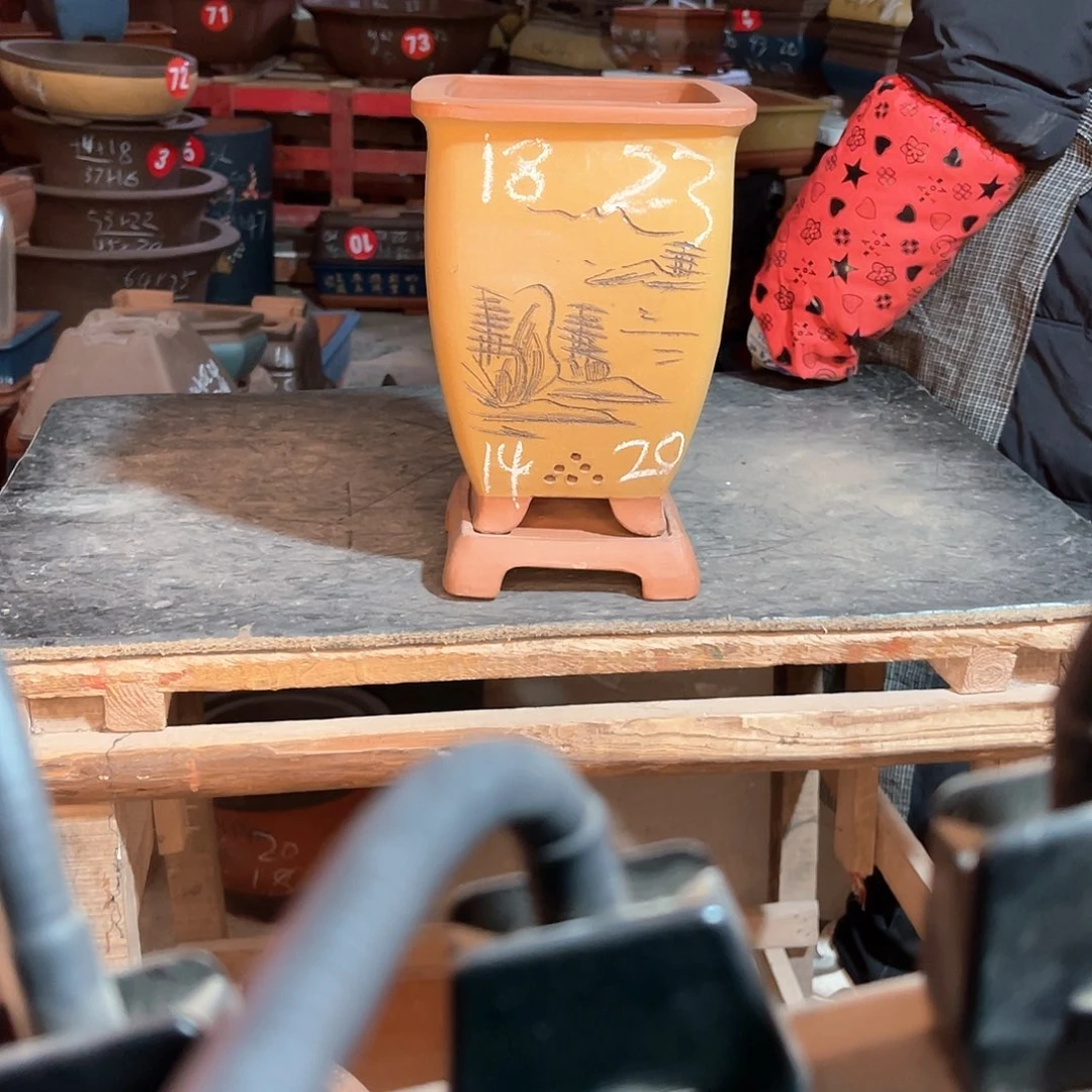 紫砂花盆高四方盆一个