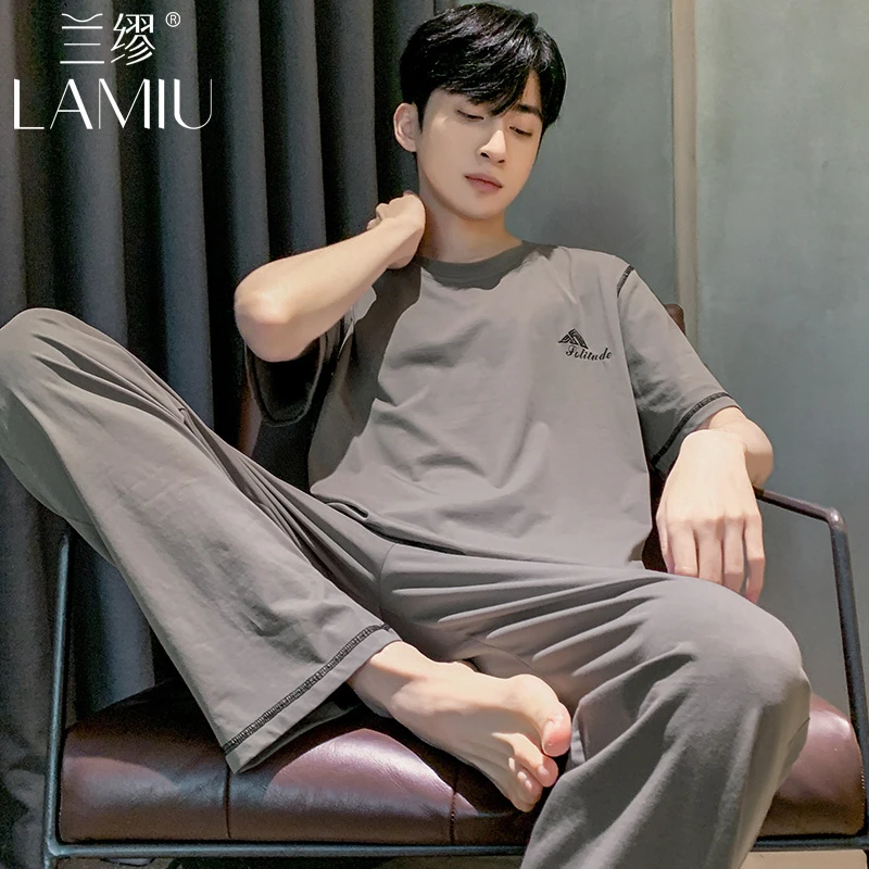 春夏四季2025新款男士睡衣莫代尔短袖长裤套装冰丝青年大码家居服