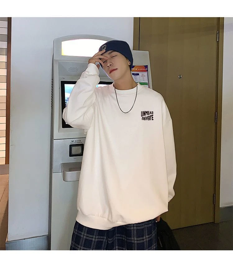 特大码300斤美式复古oversize宽松重磅圆领卫衣男慵懒垂坠感外套