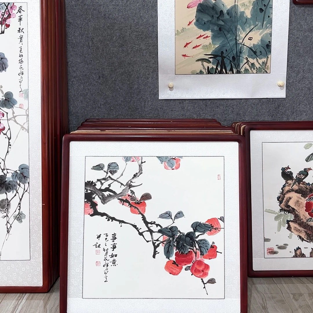 国画书画作品带框63×63