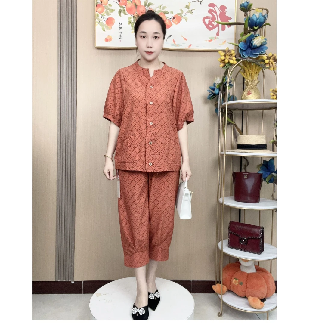 【加肥加大】时尚九分裤宽松型中老年女装中年夏季宽松套装