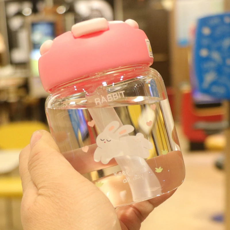 可爱玻璃吸管杯子耐热耐高温女高颜值2025新款早餐牛奶豆浆杯便携