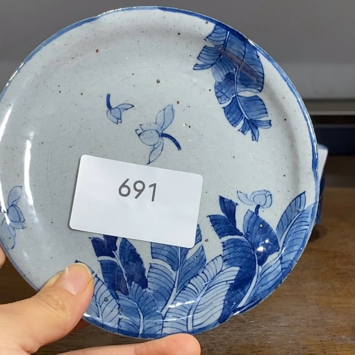 钛合金景德镇手绘手工芭蕉粗陶盘子