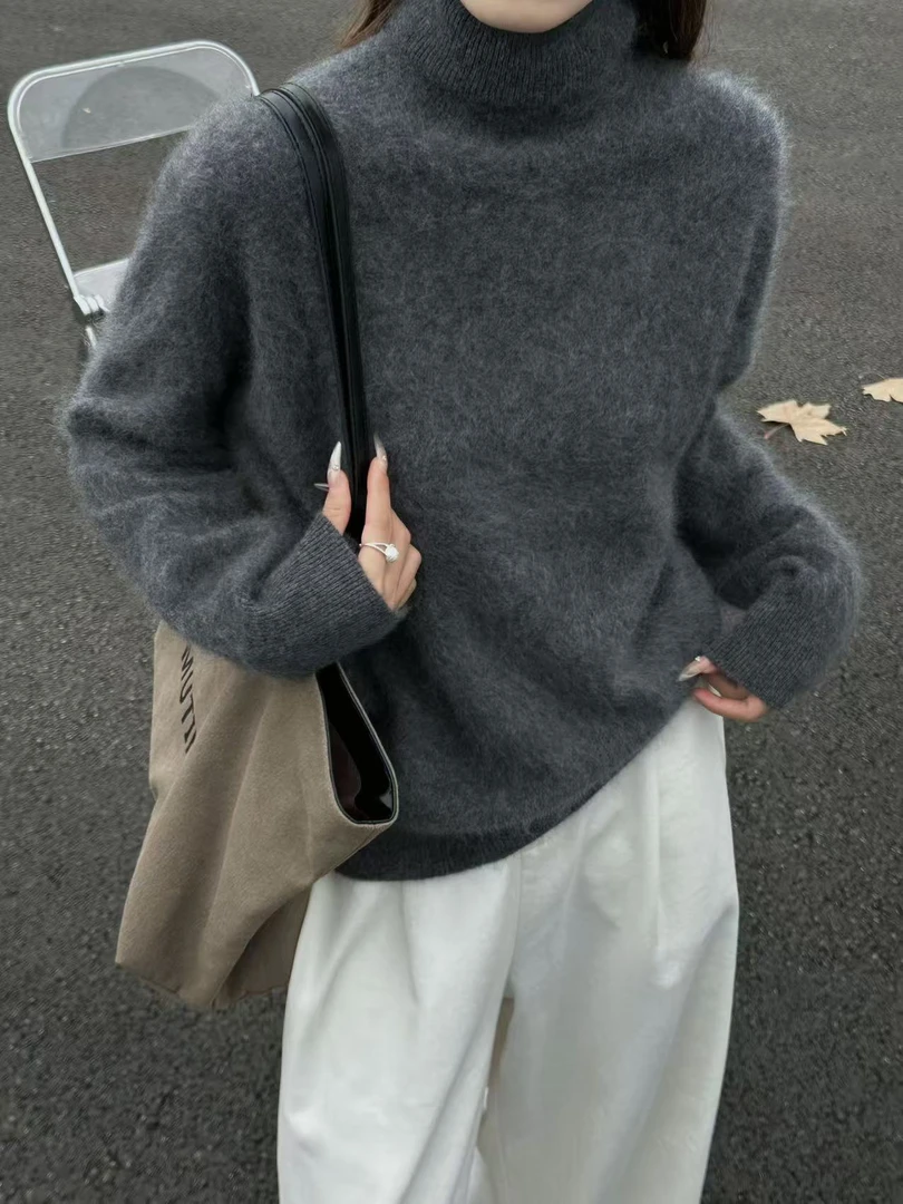 【小暖炉】【不可机洗】冬季拉绒拉毛高领针织毛衣长袖打底内搭上衣