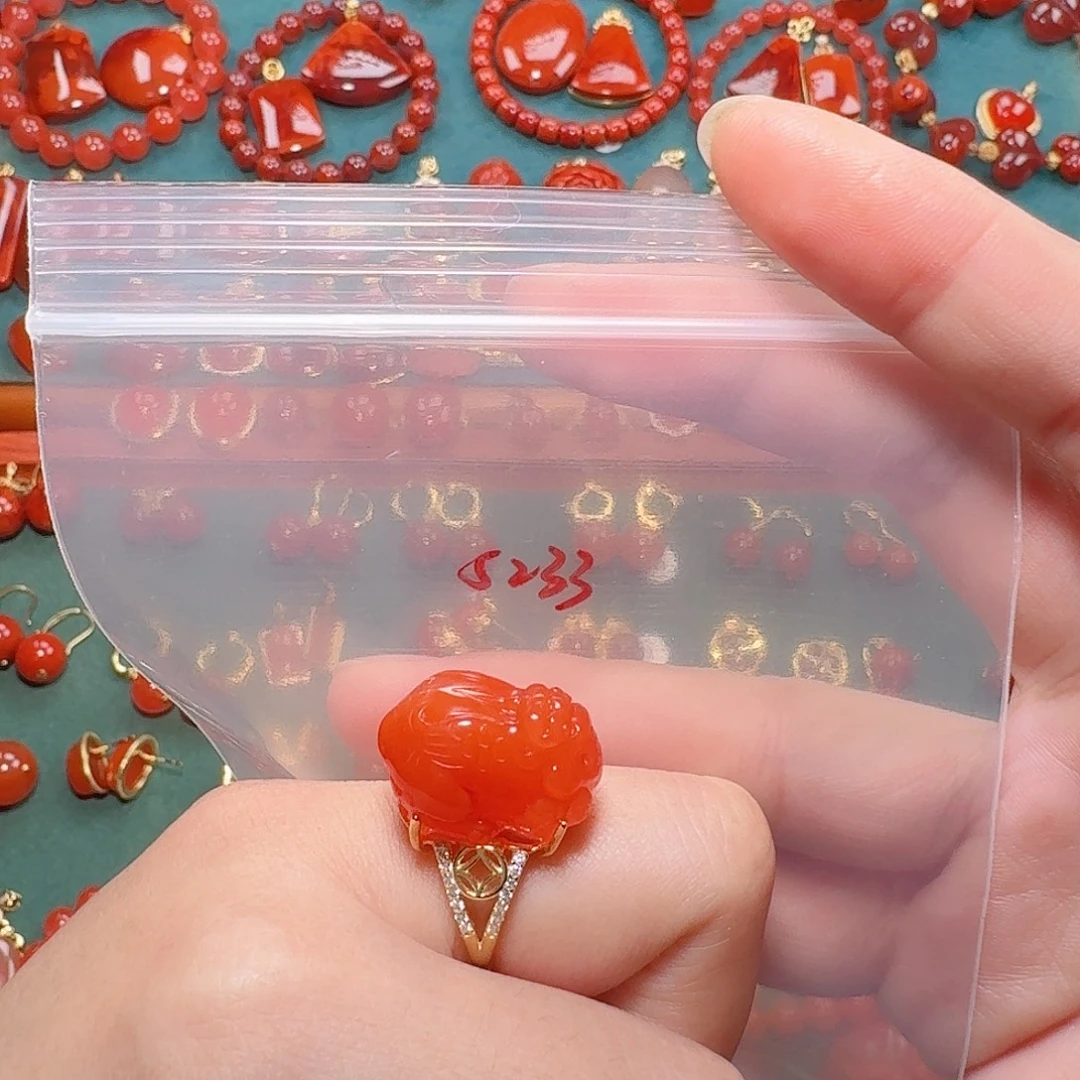 南红玛瑙银S925镶嵌戒指