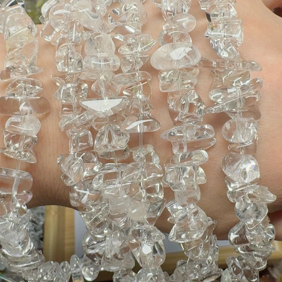 玛瑙/玉髓合金珠宝半成品白水晶碎石一条