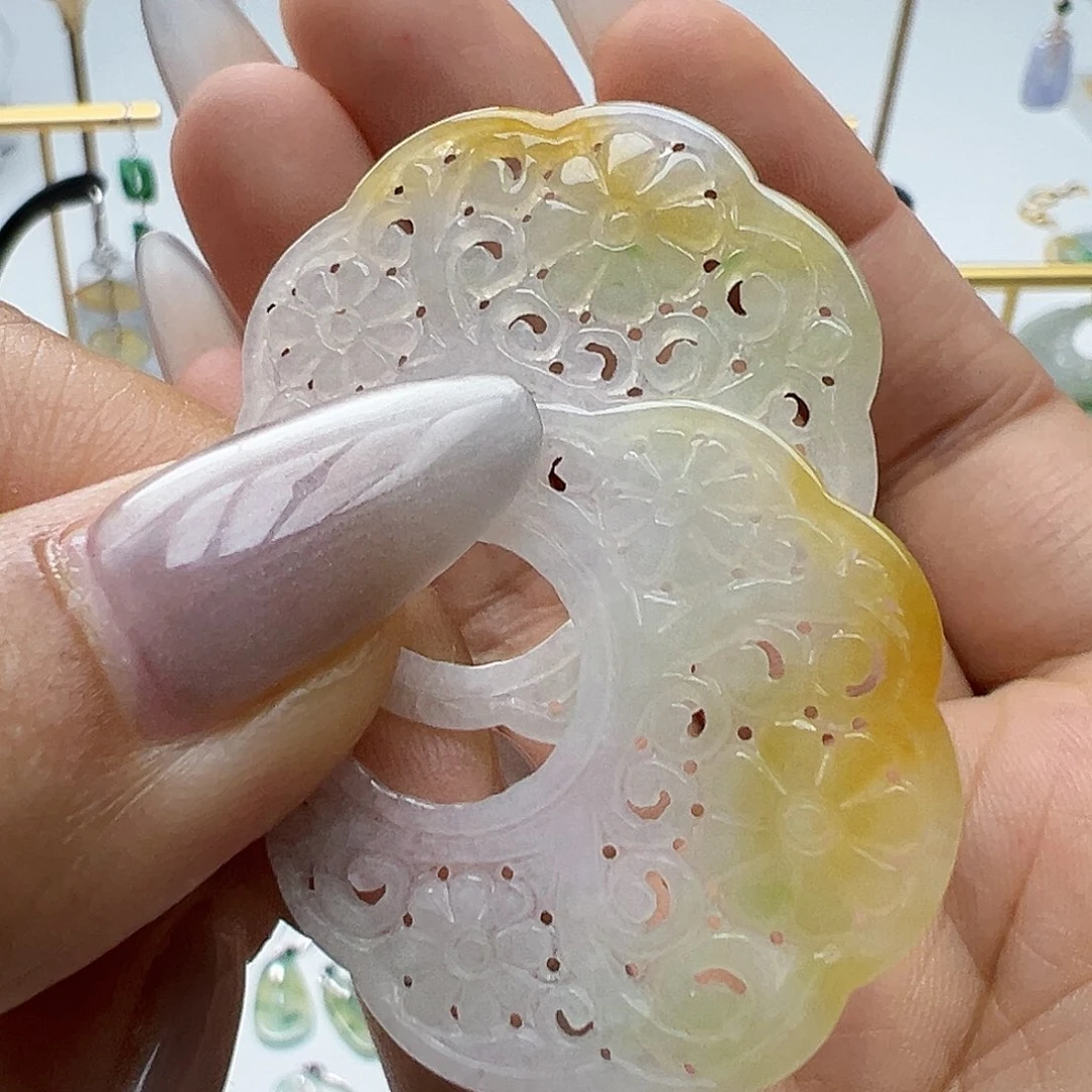 翡翠银S925镶嵌耳饰天然缅甸A货翡翠