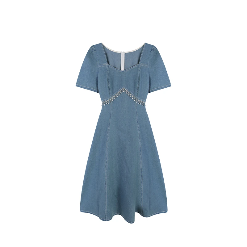 周周-五季家微胖夏季气质收腰显瘦牛仔中长款连衣裙ZL53561