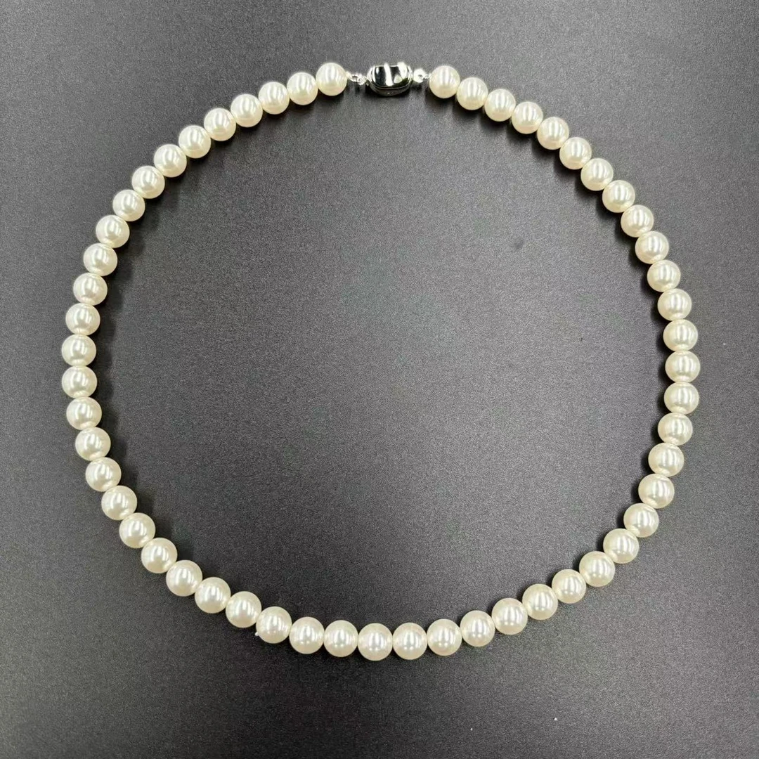 x456-轻奢气质设计款极光白圆珠项链-赠礼盒