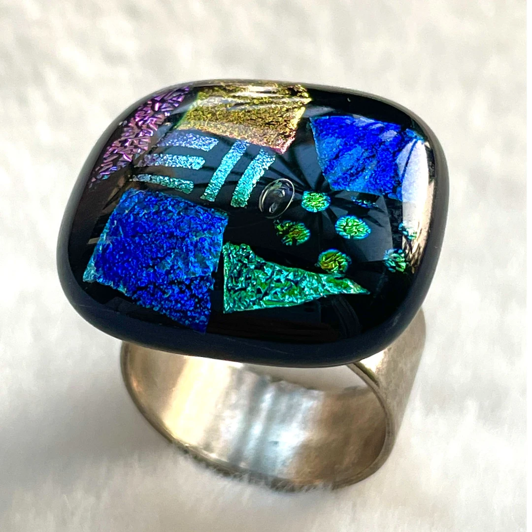 合金戒指 方块拼色戒指中古vintage