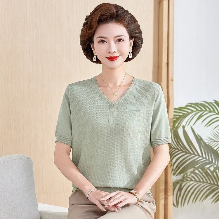 夏季新款时尚洋气V领长袖t恤女宽松显瘦百搭休闲打底衫上衣8962