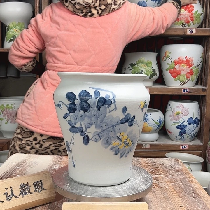 摆件小脚兰兰紫藤新款陶瓷陶瓷