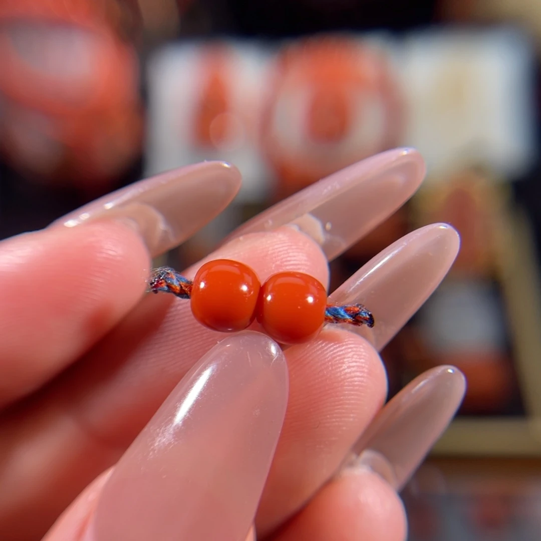 南红玛瑙未镶嵌老形珠一对6.1