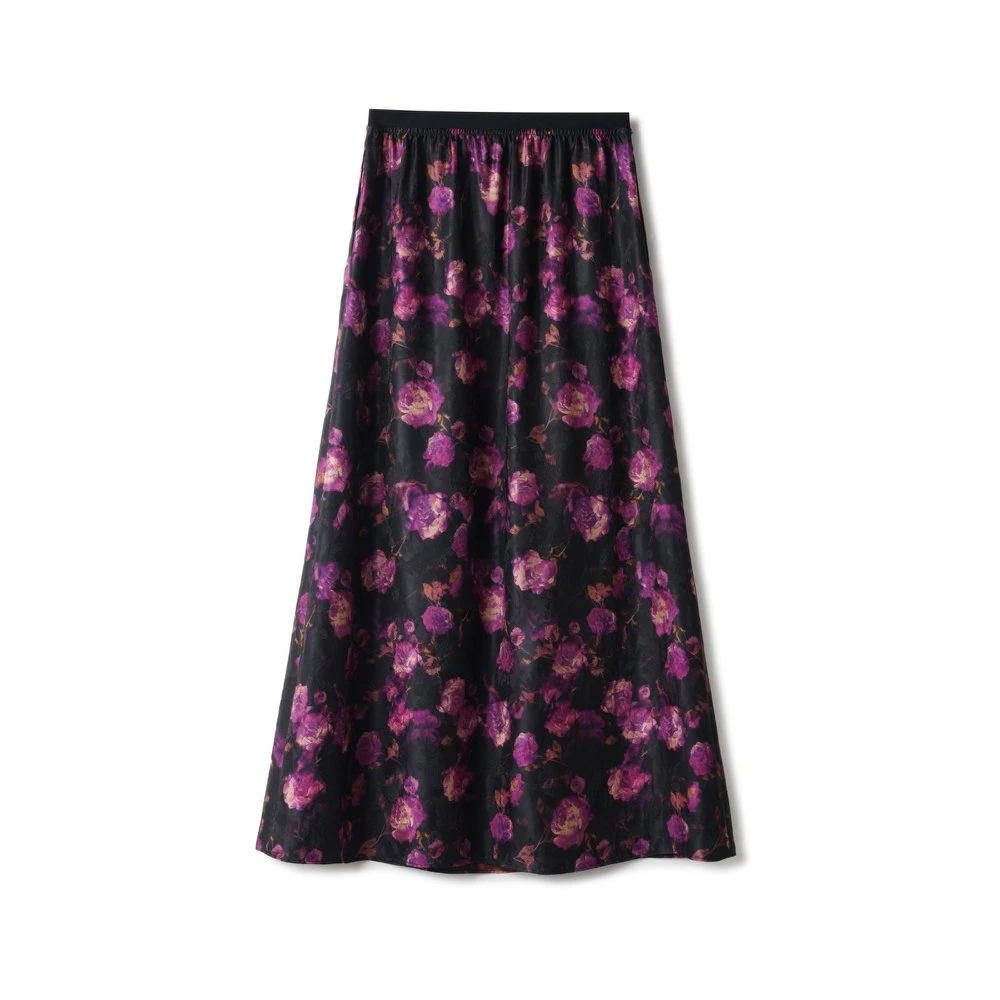 【玫瑰半裙】40姆米欧非特香云纱度假时尚洋气浪漫半裙LBW25004