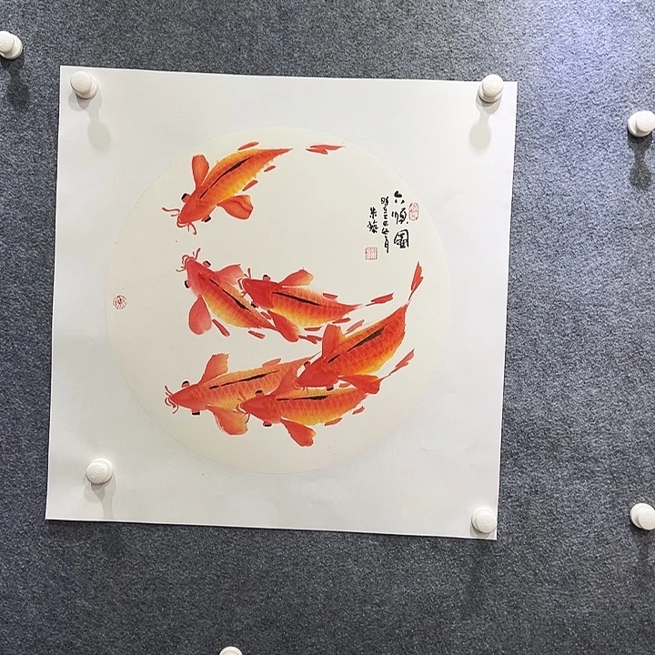 国画知鱼之乐纯手绘