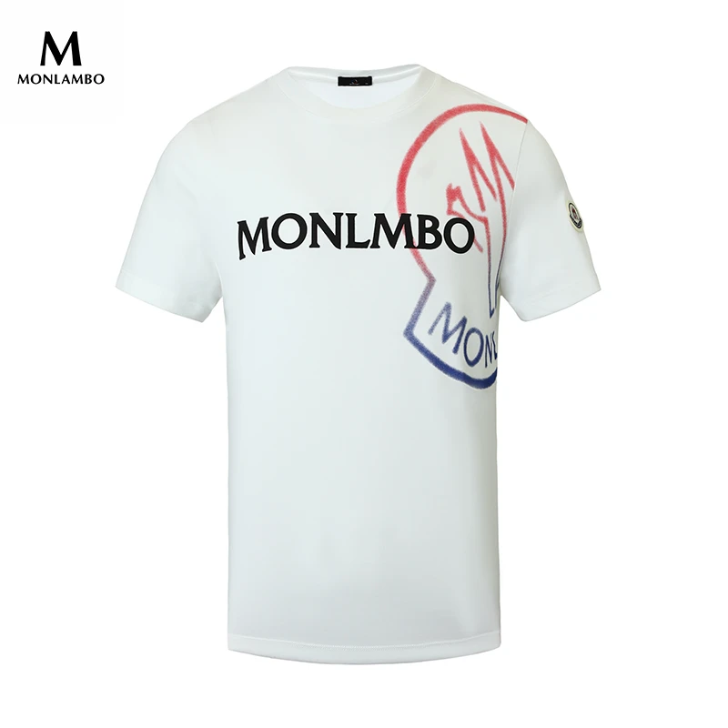 MONLAMBO/2025夏季新款亲肤透气舒适轻奢彩色条纹男款圆领短袖