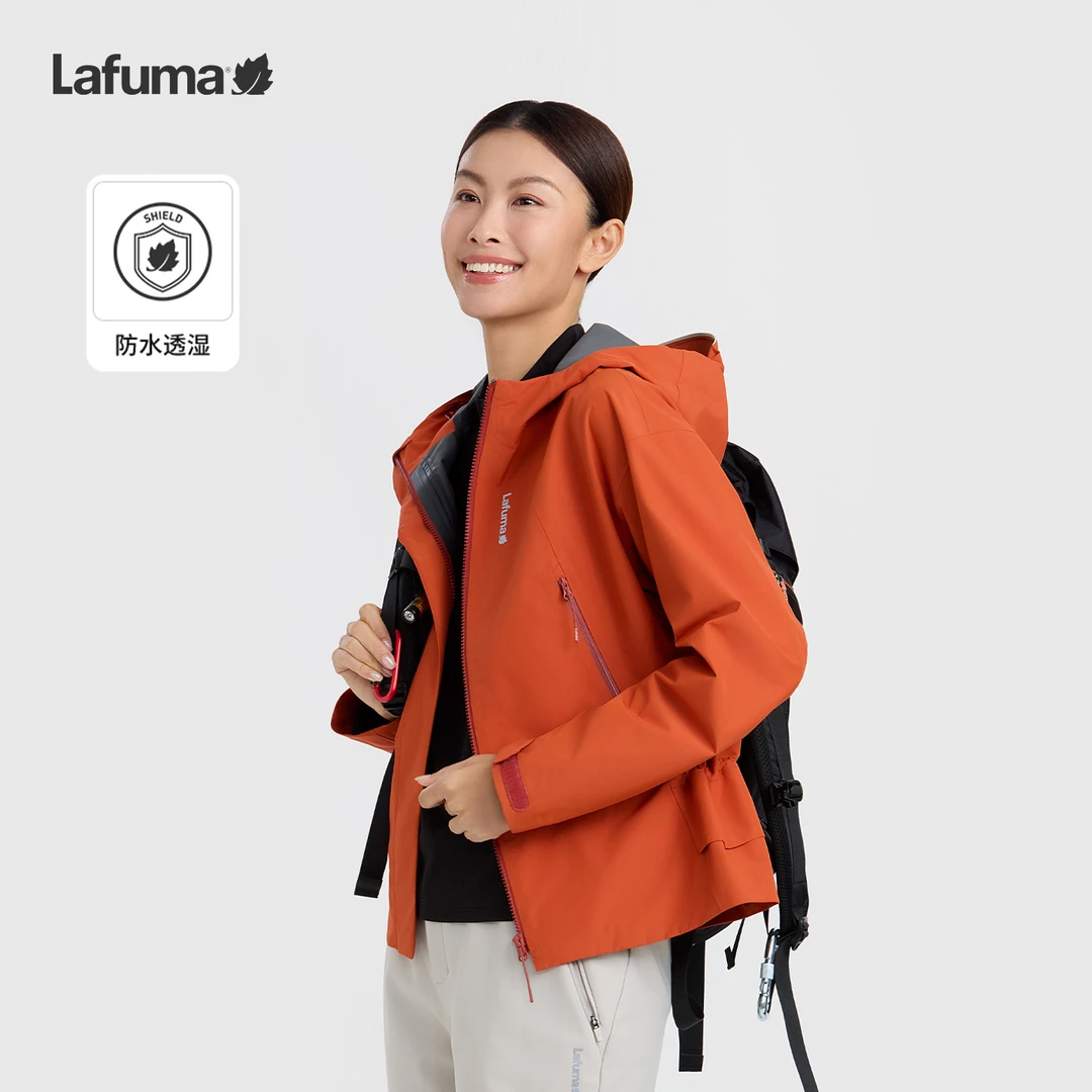 LAFUMA乐飞叶户外25秋冬连帽防水防风冲锋衣女宽松夹克LFJA5CS70