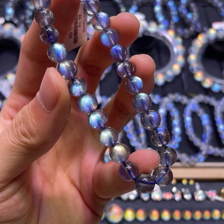 未镶嵌手链拉长石毕业级高冰透灰彩7.5