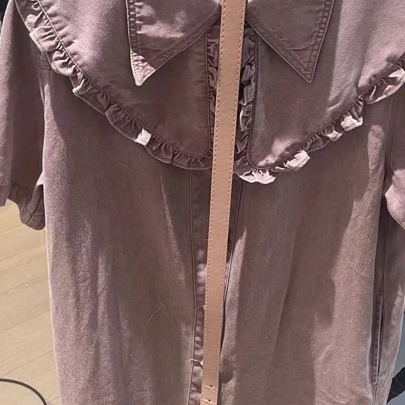 【慧姐】中长款木耳边牛仔连衣裙【10256】