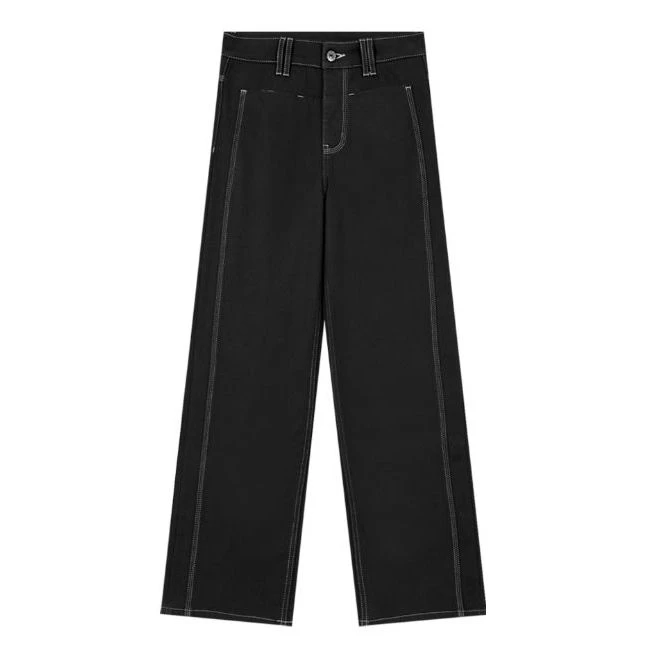 COCO SALOME⒄【加绒地球裤】加绒直筒水洗阔腿牛仔裤