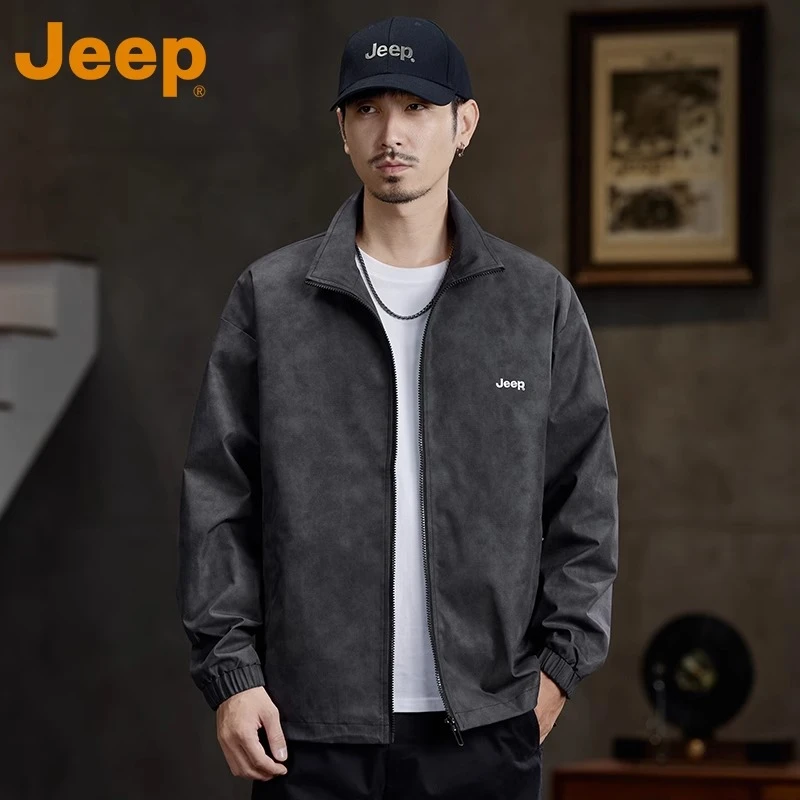 JEEP吉普痞帅冲锋夹克男士春季款2025新款宽松户外防风登山外套男