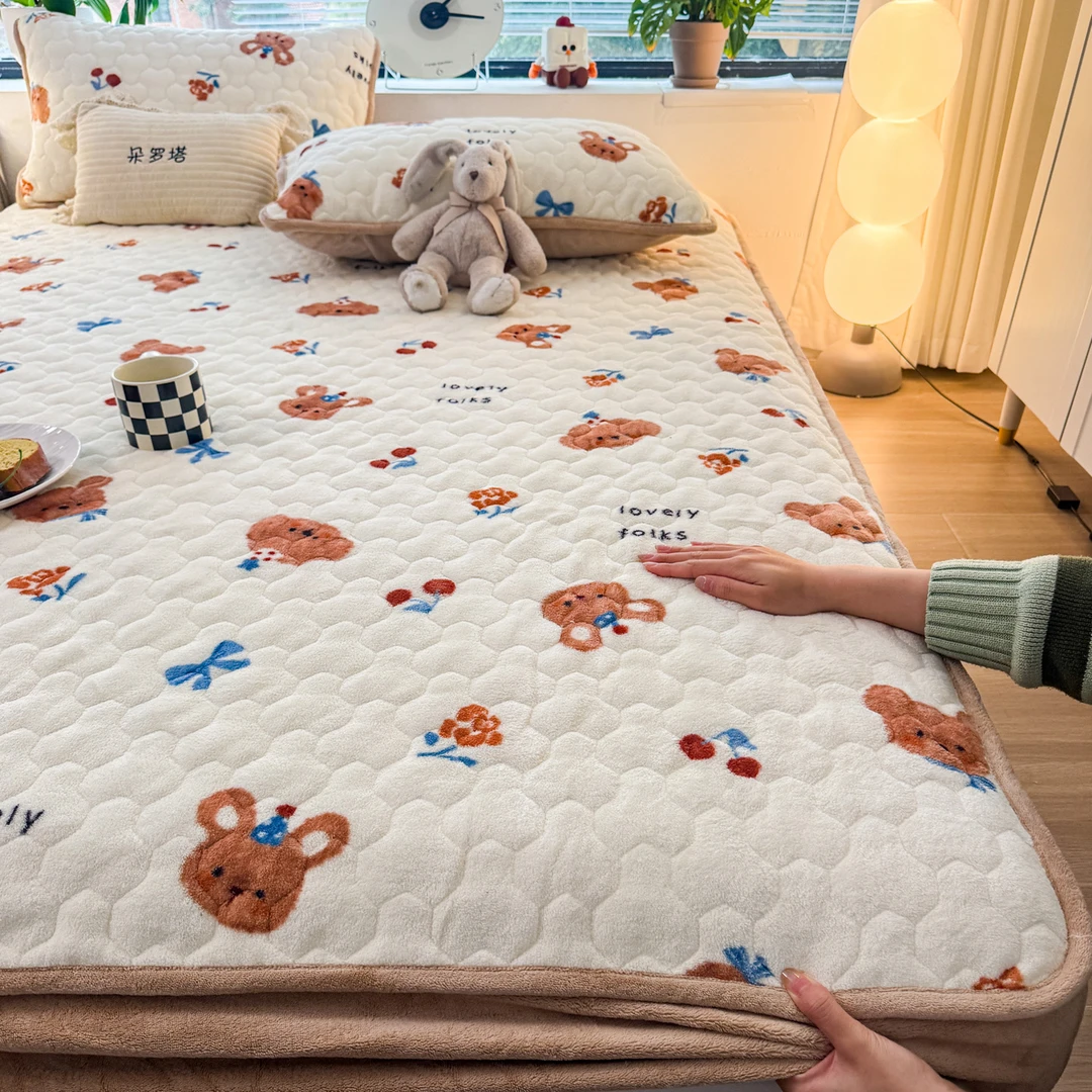 【朵罗塔】A类保暖牛奶绒加厚夹棉床笠单件2025新款加绒床垫保护