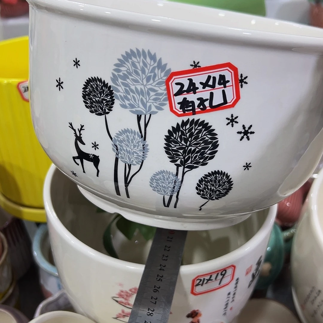 外贸尾单陶瓷花盆