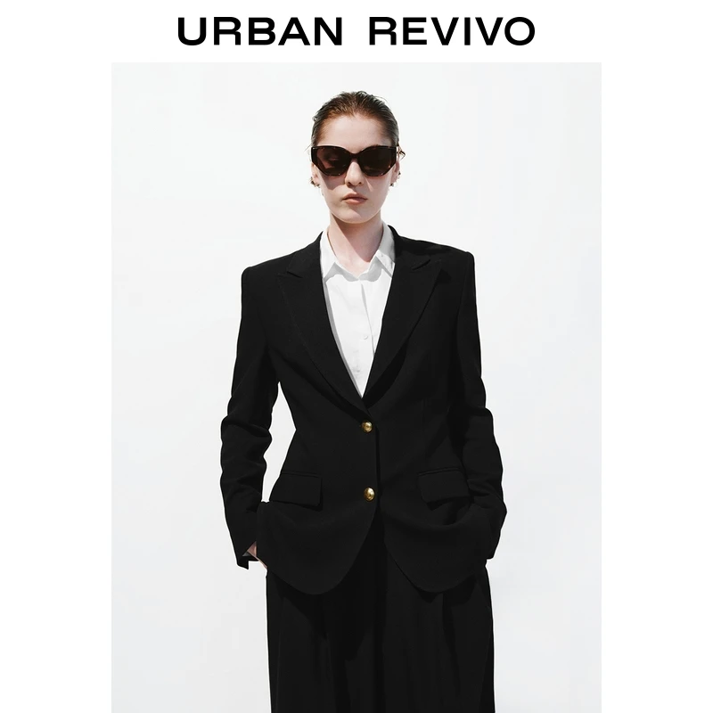 UR2025秋季新款女装通勤气质收腰金属扣西装外套UWG150150