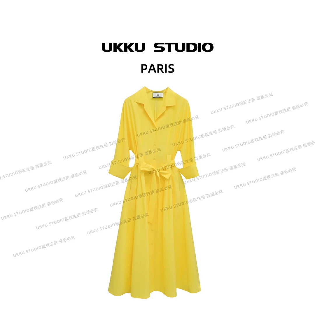【UKKU STUDIO】法式连衣裙收腰显瘦简约时尚812280