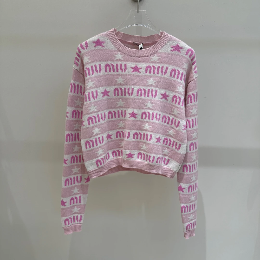 全新未使用 MIU MIU/缪缪 MIU1283 logo羊绒毛衣40码原价13200