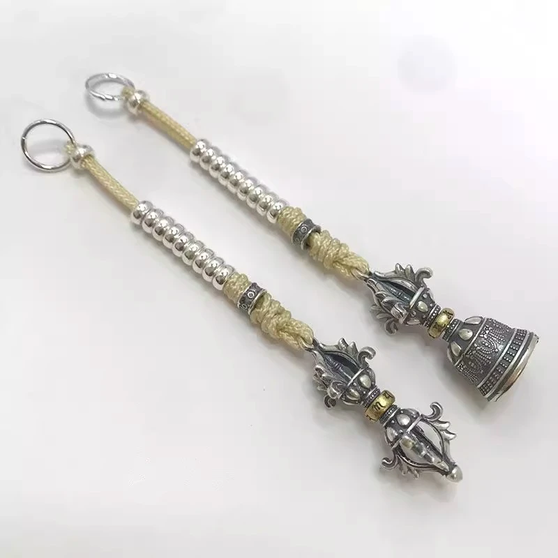 复古藏式六字真言银色链计数套装钥匙挂包挂铃DIY侧挂民族风饰品