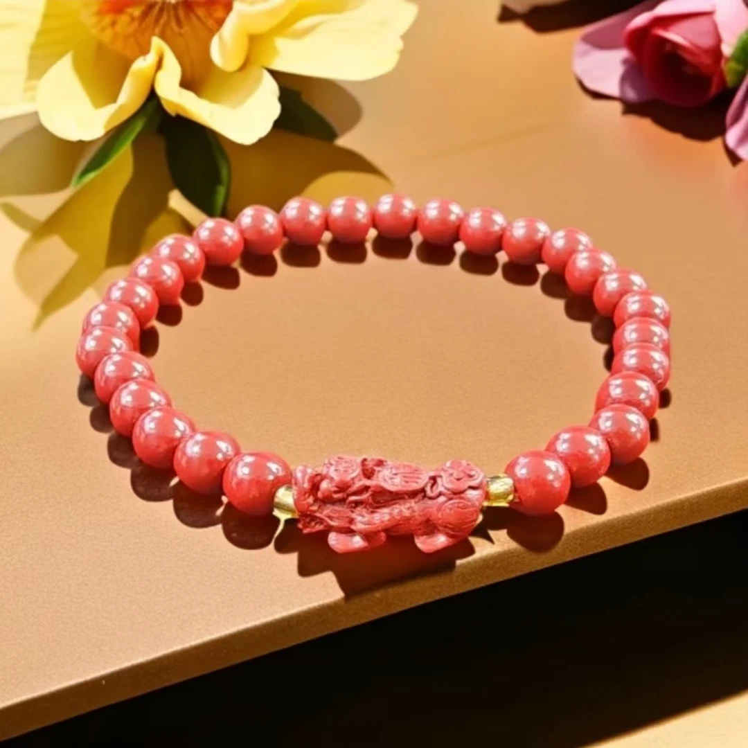 含辰砂工艺品（惊喜5）精美时尚百搭卡6mm貔貅手串（鸽血红套装）