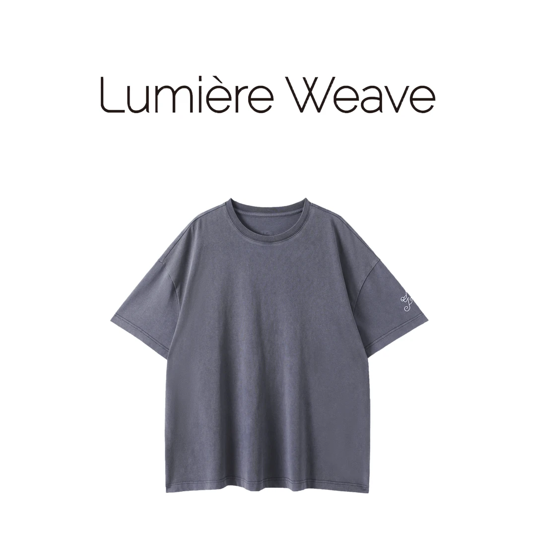 LumièreWeave【松弛灰调】53DX1119纯棉重工酵洗炒盐工艺短袖T恤