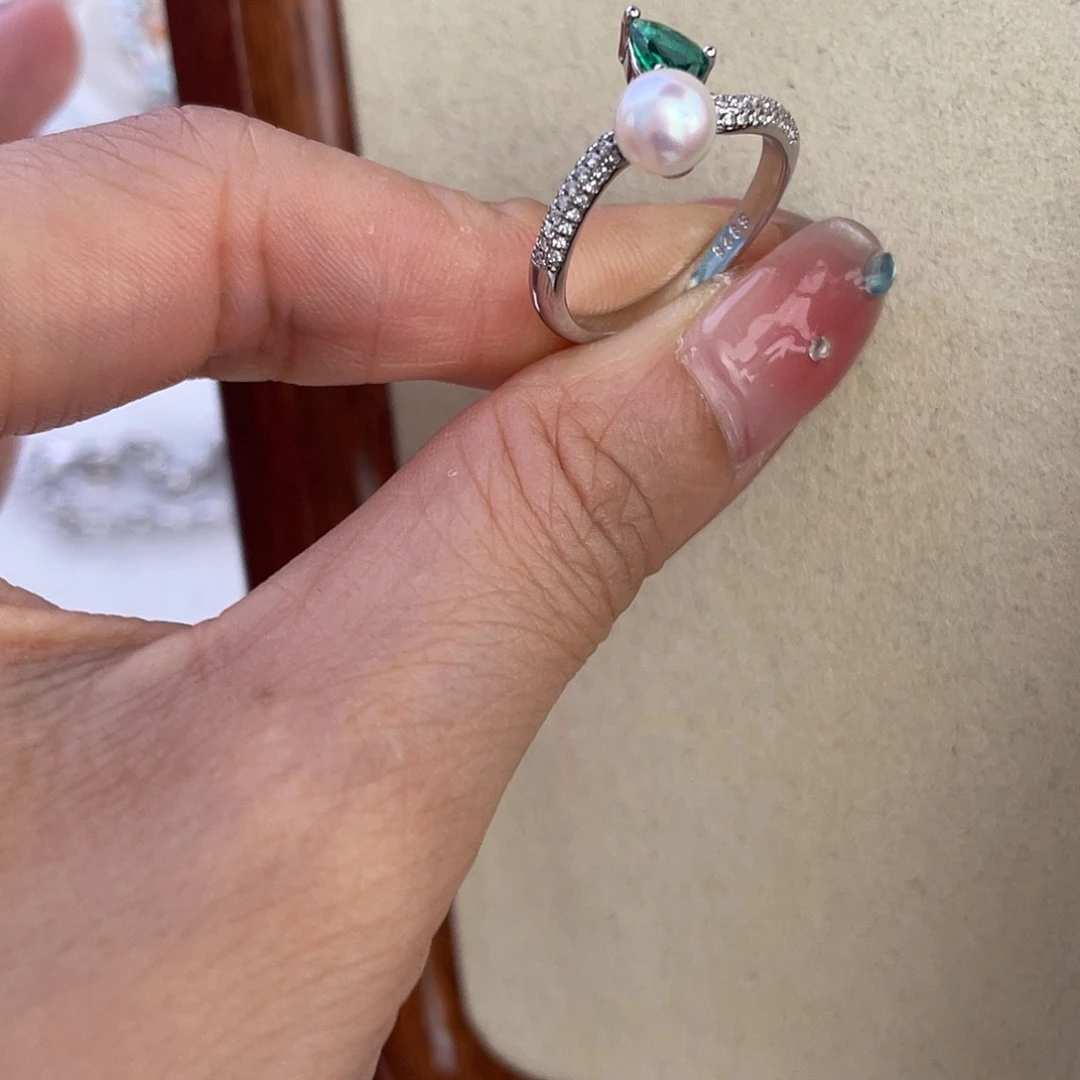 海水珍珠戒指银S925镶嵌