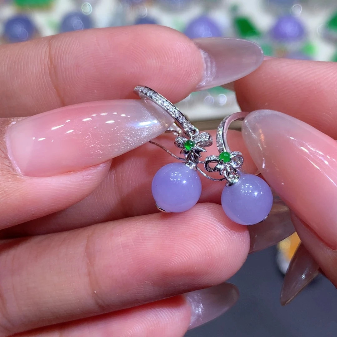 翡翠耳饰18K金镶嵌翡翠