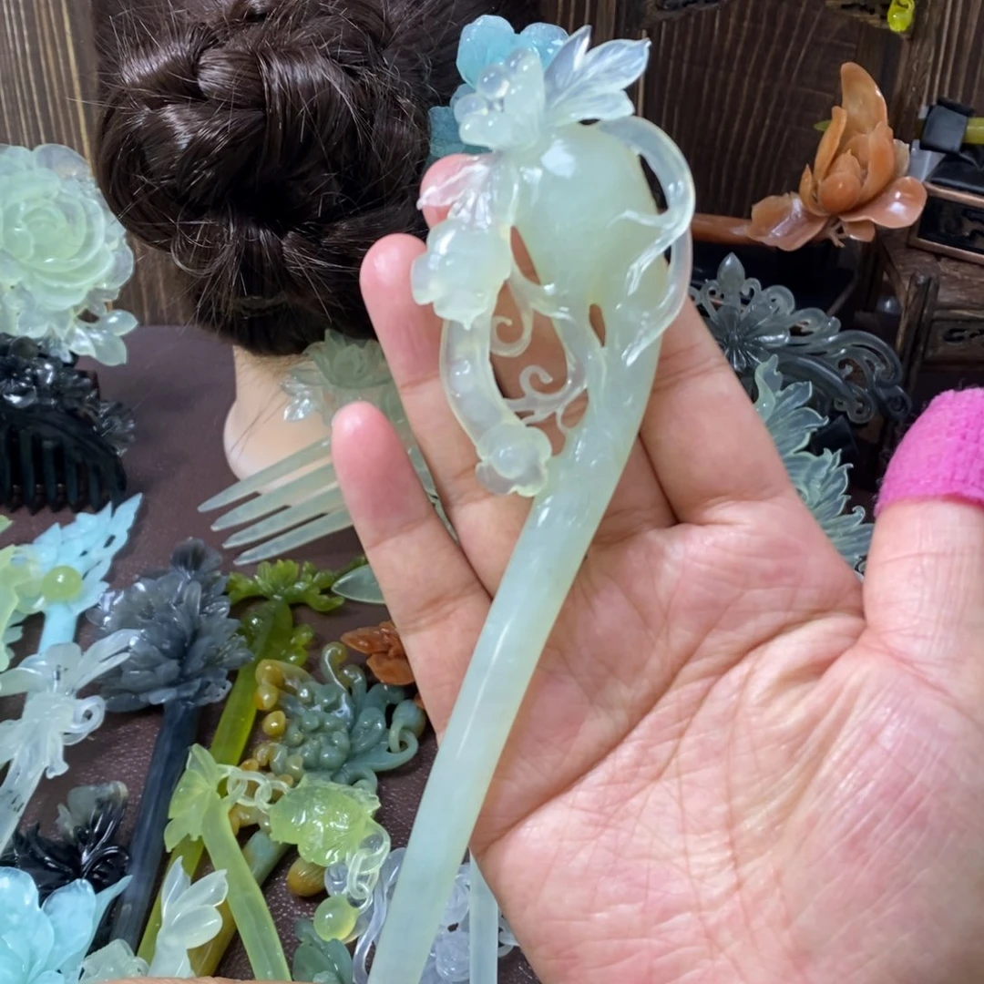 蛇纹石玉未镶嵌发簪