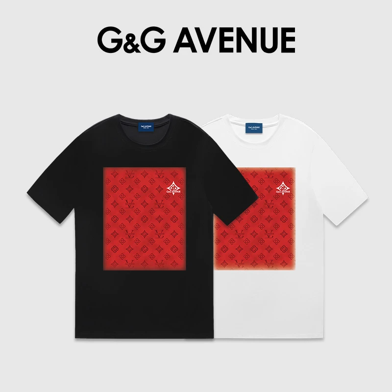 法国G&G AVENUE潮牌夏季重磅纯棉印花短袖T恤宽松修身男女同款