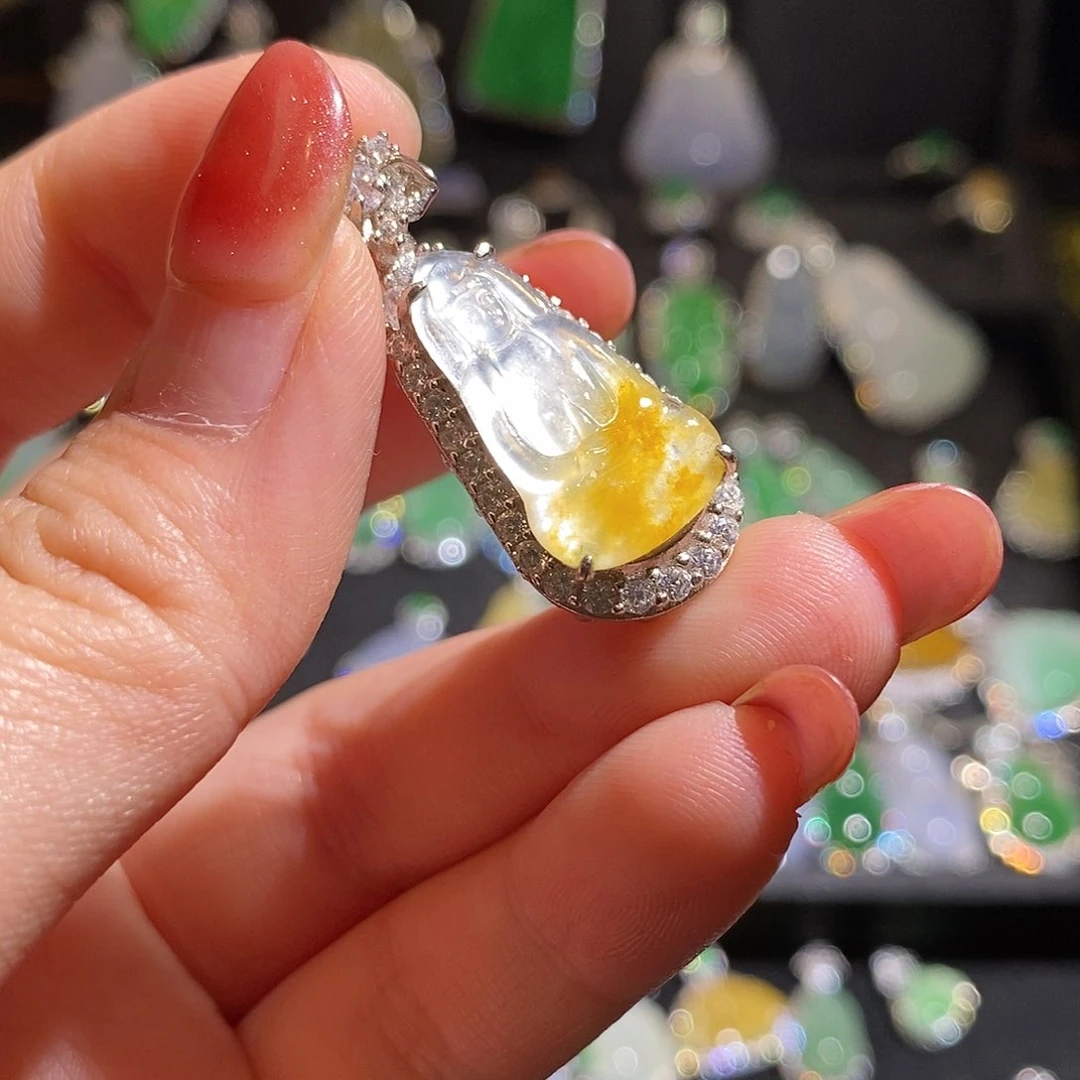 颈饰银S925镶嵌翡翠天然翡翠