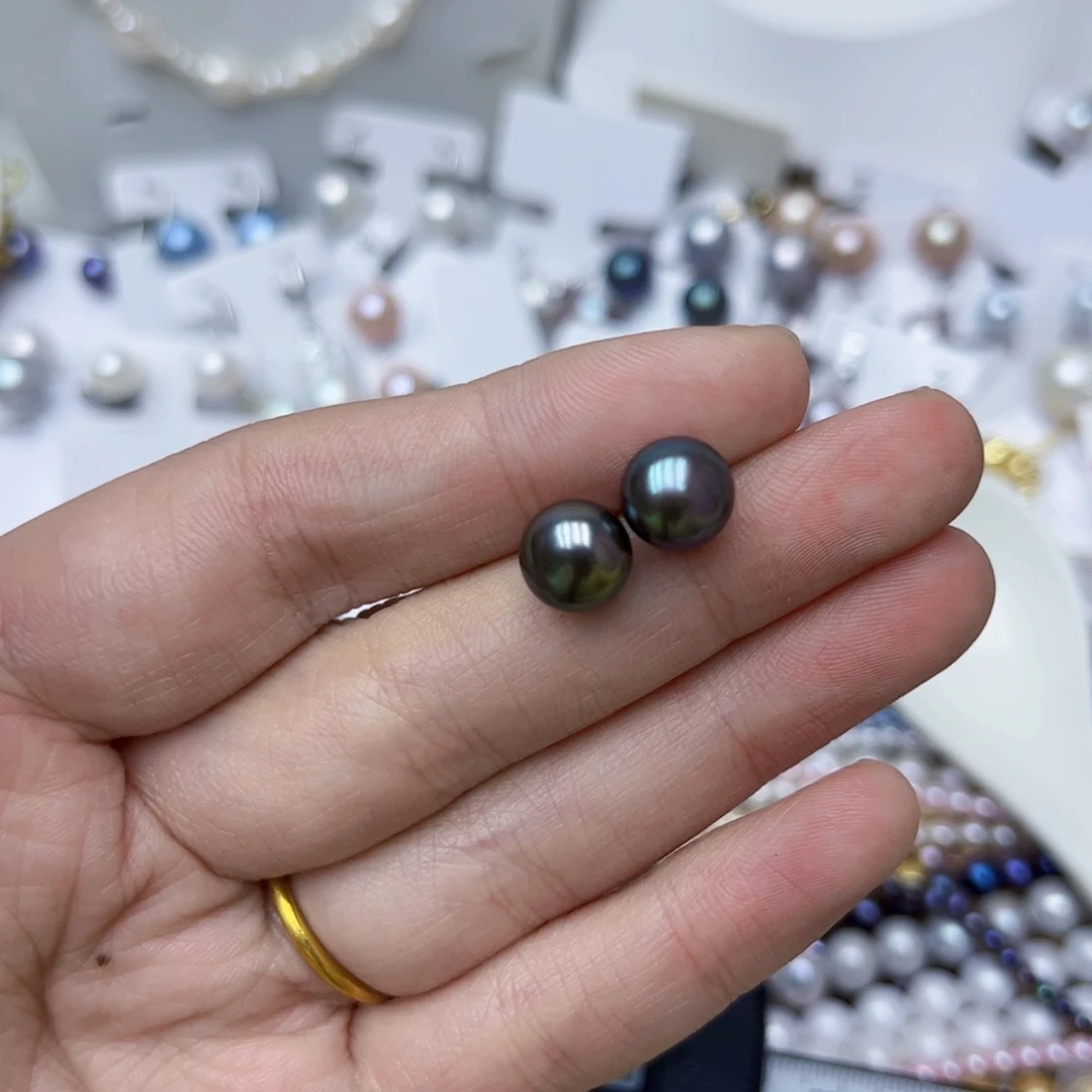 淡水珍珠耳饰银S925镶嵌