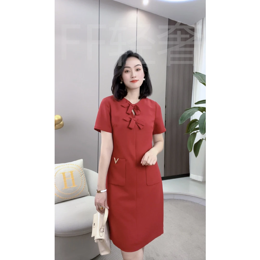 【FF-轻奢】女装时尚百搭气质修身显瘦减龄设计夏季连衣裙LW24318#