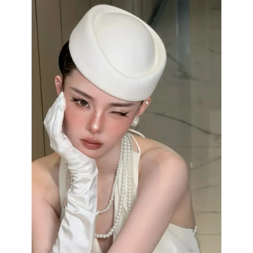 T7035赫本风小众法式复古礼帽写真出片帽子