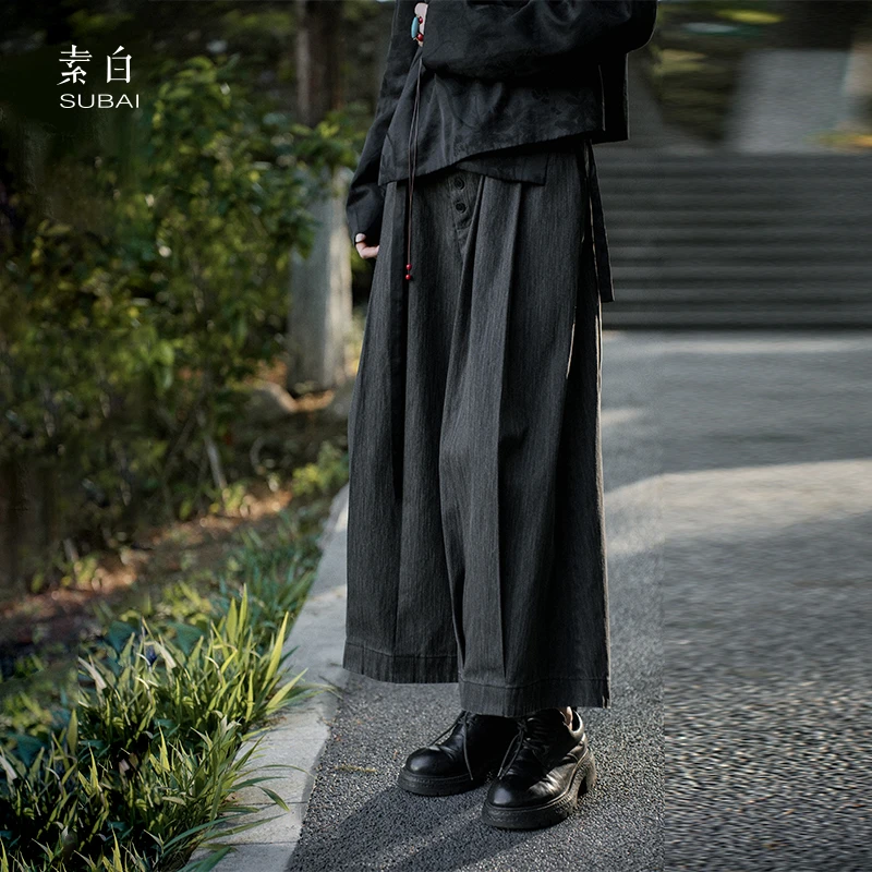 素白马乖【暗香】M00963时尚百搭简约休闲日常阔腿九分裤