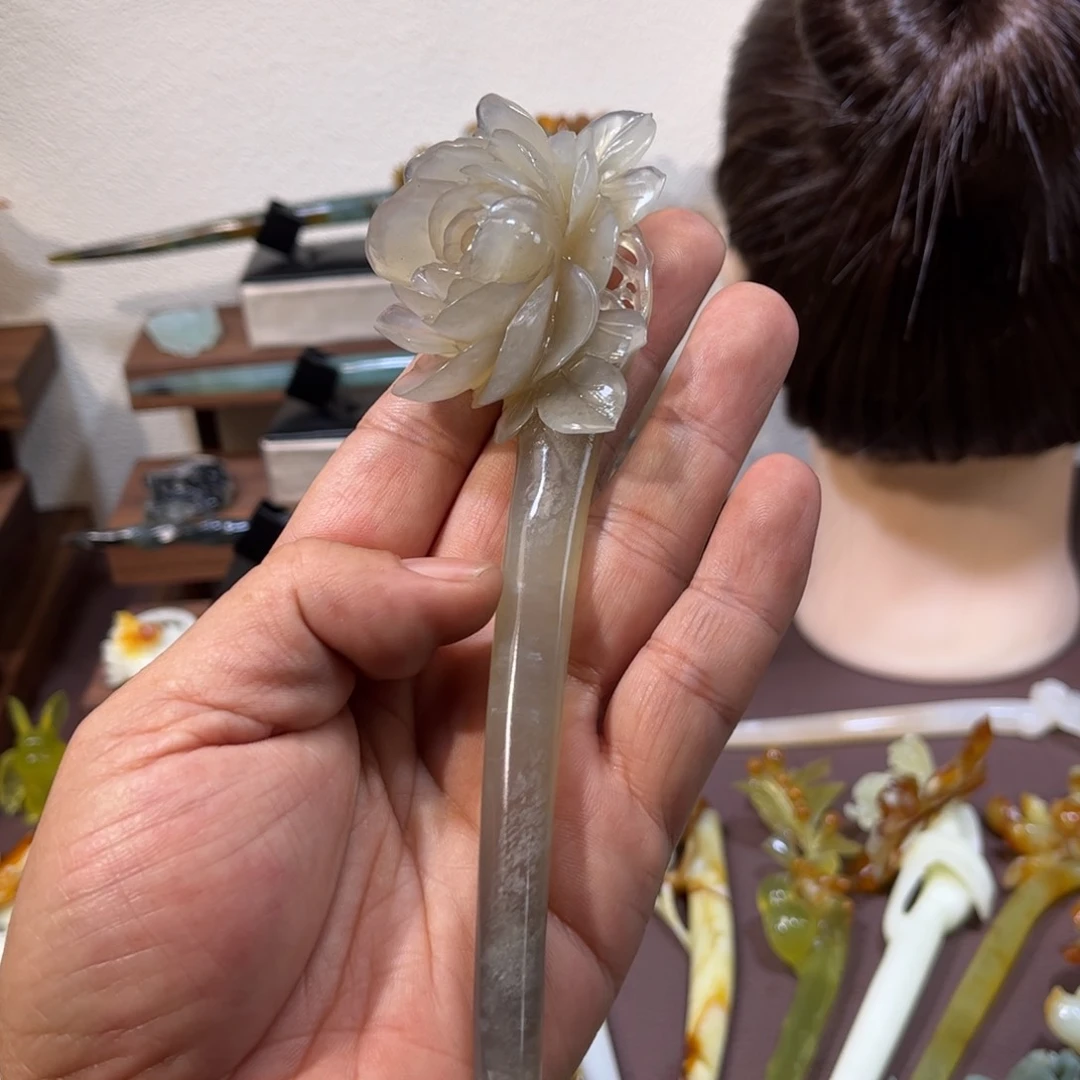 蛇纹石玉发簪合金?***?