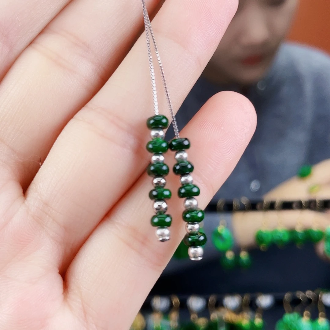 翡翠银S925镶嵌耳饰