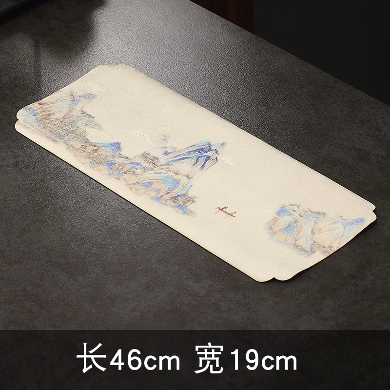 高档麂皮绒古风干泡小茶席家用功夫茶具配件茶桌垫布吸水干泡茶巾