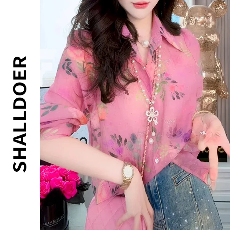 2025年夏季新款舒适轻奢花色长袖衬衣百搭夏日休闲显瘦气质时尚女